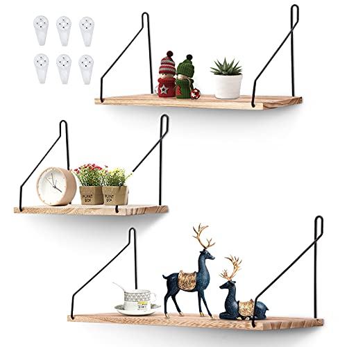 Floating Shelves Wall Mounted, Wood Wall Shelves Rustic Set of 3,Storage Shelves Display Racks Home Decor Wall shelve…