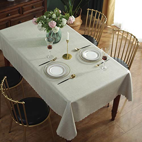 Qualsen Table Cloth Wipeable Rectangular Tablecloth PU Plastic Table Covers Wipe Clean Table Cloths for Party Kitchen…